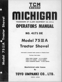 repair manual TCM Michigan Tractor Shovel 75 III A Operators Manual PDF