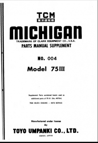 spare parts catalog TCM Michigan 75 III Equipment Parts Manual Supplement PDF