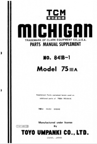 spare parts catalog TCM Michigan Isuzu Engine 75 III A Parts Manual Supplement PDF