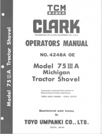 repair manual TCM Clark Michigan Tractor Shovel 75 III A Operators Manual PDF