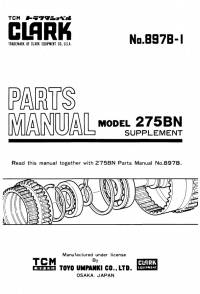 spare parts catalog TCM Clark Equipment 275BN Parts Catalog Supplement PDF