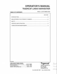 repair manual Tigercat Harvester LH830C Operator’s Manual PDF