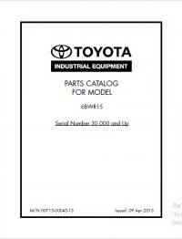 spare parts catalog Toyota Industrial Equipment 6BWR15 Parts Catalog PDF