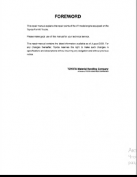 repair manual Toyota Forklift Truck 4Y model Repair Manual PDF