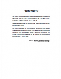 repair manual Toyota Electric Powered Towing Tractor CBT4,6/CBTY4 Repair Manual PDF