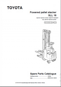 spare parts catalog Toyota Powered pallet stacker SLL 16 Spare Parts Catalog PDF