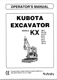 repair manual Kubota Excavator KX models Operators Manual PDF