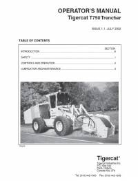 repair manual Tigercat Trencher T750 Operator’s Manual PDF