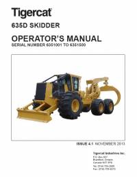 repair manual Tigercat Skidder 635D Operator’s Manual PDF