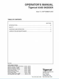 repair manual Tigercat Skidder 630B Operator’s Manual PDF