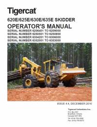 repair manual Tigercat Skidder 620E/625E/630E/635E Operator’s Manual PDF