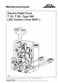 repair manual Linde Electric Pallet Truck T18/T20 Maintenance/Repair Manual PDF