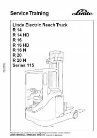 repair manual Linde Electric Reach Truck R14/HD, R16/HD/N, R20/N Service Training Manual PDF
