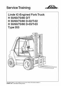 repair manual Linde IC-Engined Fork Truck H 50/60/70/80 Service Training Manual PDF
