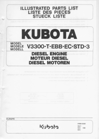 spare parts catalog Kubota Diesel Engine V3300-T-EBB-EC-STD-3 Illustrated Parts List PDF