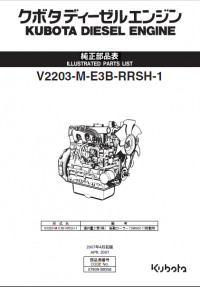 spare parts catalog Kubota Diesel Engine V2203-M-E3B-RRSH-1 Illustrared Parts List PDF
