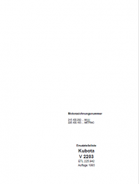 spare parts catalog Kubota Engine Drawing Number V 2203 List of Parts PDF