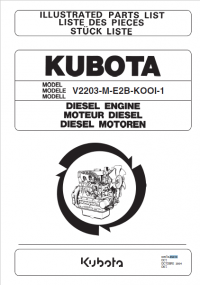 spare parts catalog Kubota Diesel Engine V2203-M-E2B-KOOI-1 Illustrated Parts List PDF