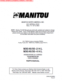 spare parts catalog Manitou Forklift M30/40/50-2 H/L, M30/40/50-4 H/L Parts Catalog PDF
