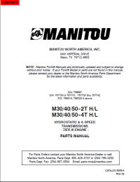spare parts catalog Manitou Forklifts M30/40/50-2T H/L M30/40/50-4T H/L Parts Manual PDF