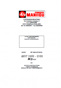 repair manual Manitou MRT 1850 - 2150 M Series -E2- Use and Maintenance Manual PDF