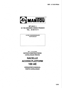 repair manual Manitou NACELLE ACCESS PLATFORM 100 AE Operators and Parts Manual PDF