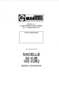 repair manual Manitou NACELLE 80 VJR, 105 VJR2 Repair Manual PDF