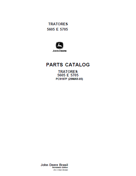 John Deere Tractors 5605 E 5705 Parts Catalog