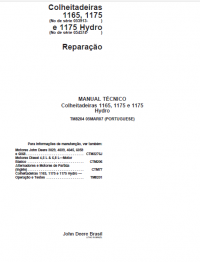 repair manual John Deere Combines 1165, 1175 and 1175 Hydro Repair Technical Manual PDF