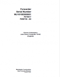 repair manual John Deere Forwarder 1010E F076017 A0 Electric Schematic Manual PDF