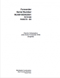 spare parts catalog John Deere Forwarder 810E B0 F076189 Electric Schematic 2008 PDF