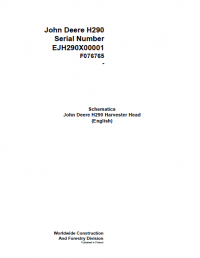 repair manual John Deere Harvester Head H290 F076765 Schematic Manual PDF