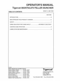 repair manual Tigercat Feller Buncher 860, 870, L870 Operator’s Manual PDF