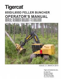 repair manual Tigercat Feller Buncher 855D, L855D Operator’s Manual PDF