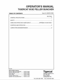 repair manual Tigercat Feller Buncher 853E Operator’s Manual PDF