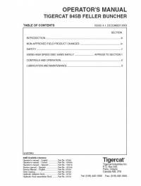 repair manual Tigercat Feller Buncher 845B Operator’s Manual PDF