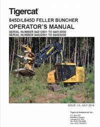 repair manual Tigercat Feller Buncher 845D, L845D Operator’s Manual PDF