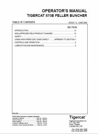 repair manual Tigercat Feller Buncher 870B Operator’s Manual PDF