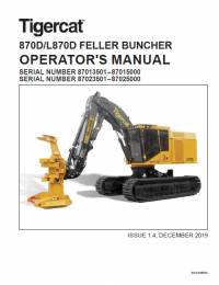 repair manual Tigercat Feller Buncher 870D, L870D Operator’s Manual PDF