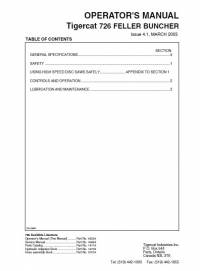 repair manual Tigercat Feller Buncher 726 Operator’s Manual PDF