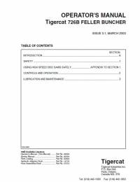 repair manual Tigercat Feller Buncher 726B Operator’s Manual PDF
