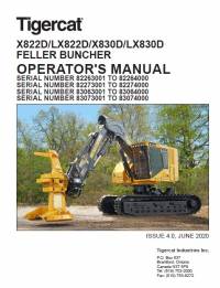repair manual Tigercat Feller Buncher X822D, LX822D, X830D, LX830D Operator’s Manual PDF