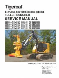 repair manual Tigercat Feller Buncher X822D, LX822D, X830D, LX830D Service Manual PDF