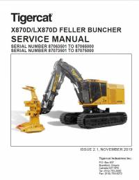 repair manual Tigercat Feller Buncher X870D, LX870D Service Manual PDF