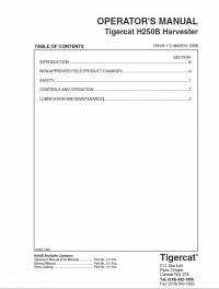repair manual Tigercat Harvester H250B Operator’s Manual PDF