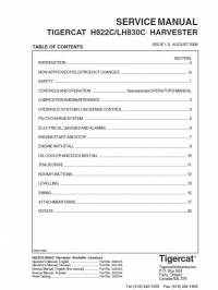 repair manual Tigercat Harvester H822C/LH830C Service Manual PDF