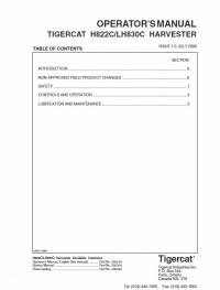 repair manual Tigercat Harvester H822C/LH830C Operator’s Manual PDF