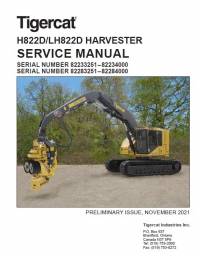 repair manual Tigercat Harvester H822D/LH822D Service Manual PDF