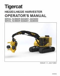 repair manual Tigercat Harvester H822E/LH822E Operator’s Manual PDF