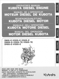 repair manual Kubota D905/D1005/D1105-E, V1205-E/TE, V1505-TE, V1305-E Operators Manual PDF